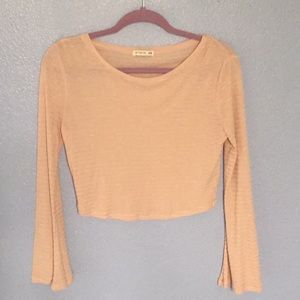 Cute blush pink long sleeve crop top